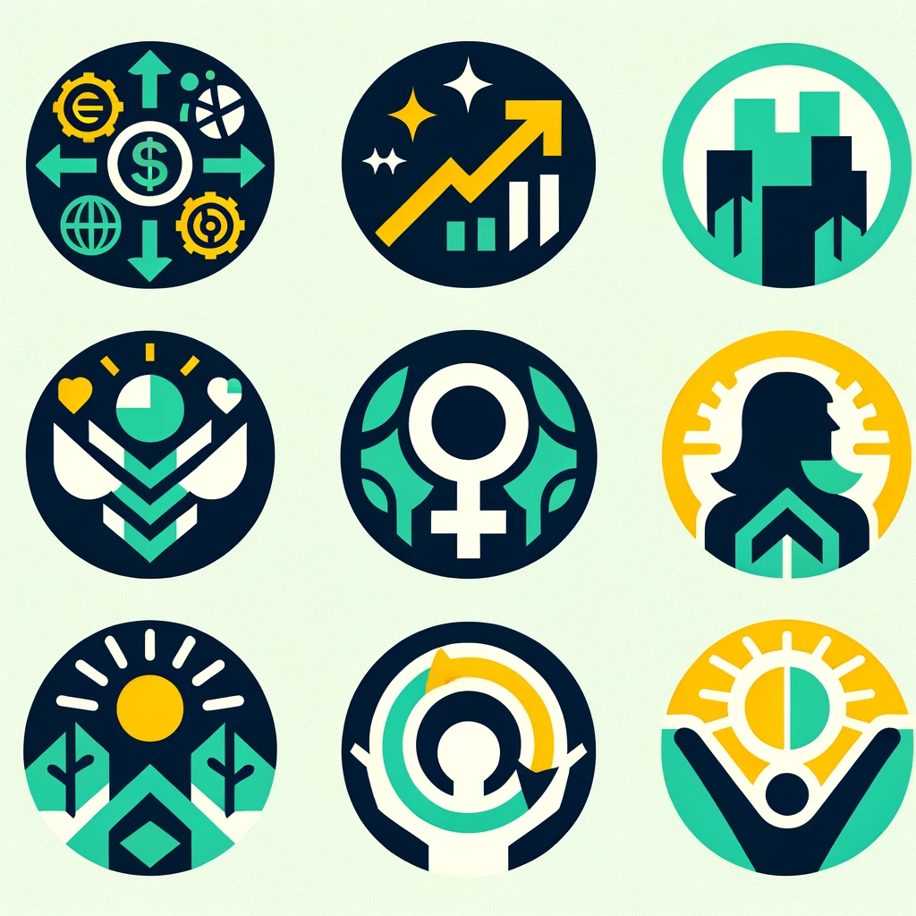 dalle_2024-01-17_15.05.43_-_eight_separate_icons-_each_symbolizing_a_distinct_concept-_in_the_main_colors_of_dark_blue-_mint_green-_and_yellow._1_economic_power_icon__representi.png