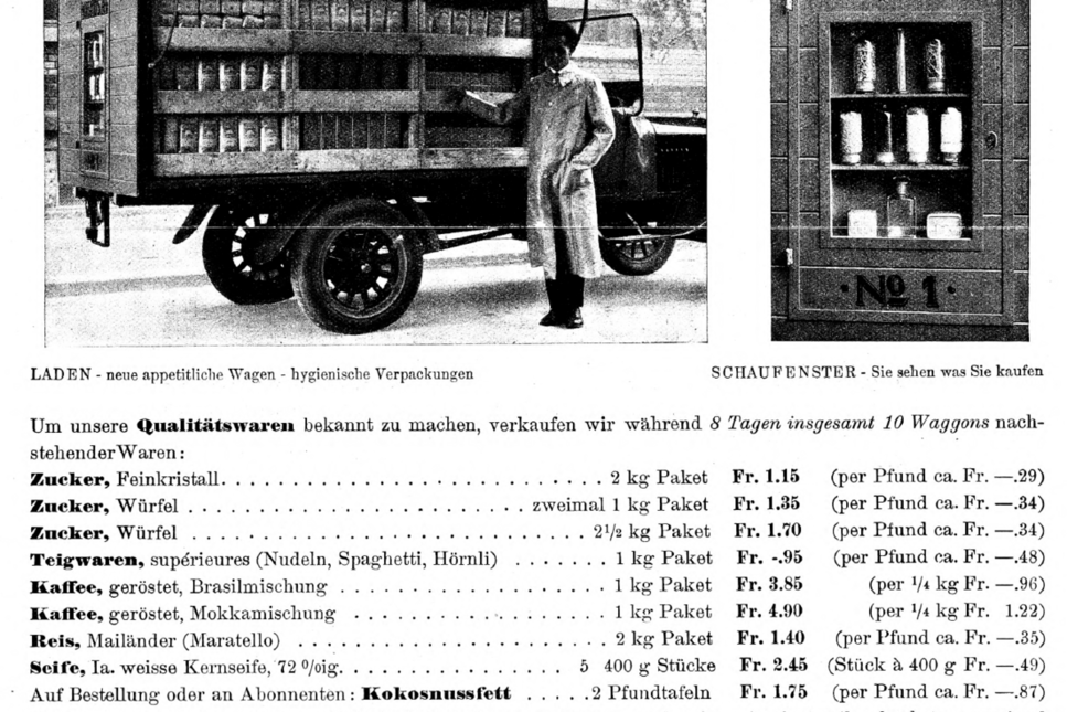 Erste Preisliste von Migros AG 1925